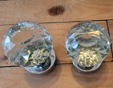 Crystal Door Handles, Knobs 1 Pair Solid Crystal 60mm Large. Excellent Condition