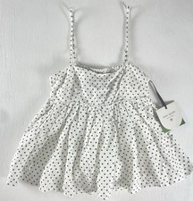 Kate Spade Women's Polka Dot Linen Rayon Baby Doll Tank Top Smocked XXS Target