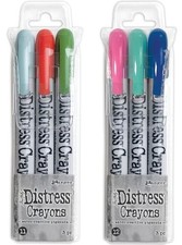 Tim Holtz Distress Crayons Set 11 and Set 12 - Includes Six New Distress Colo...
