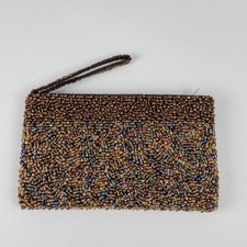 Sparkly Beaded Wristlet Clutch Evening Bag Iridescent Multicolored 8"x5"