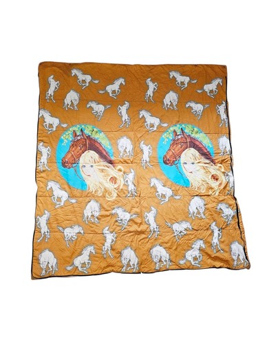Vintage MCM White Mustangs Girl With Horse Sleeping Bag 1960s Horse RARE! - Picture 3 of 7