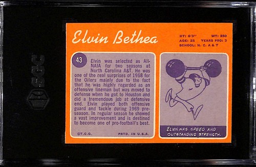 1970 Topps #43 Elvin Bethea - Houston Oilers SGC 6.5 RC - Picture 2 of 2