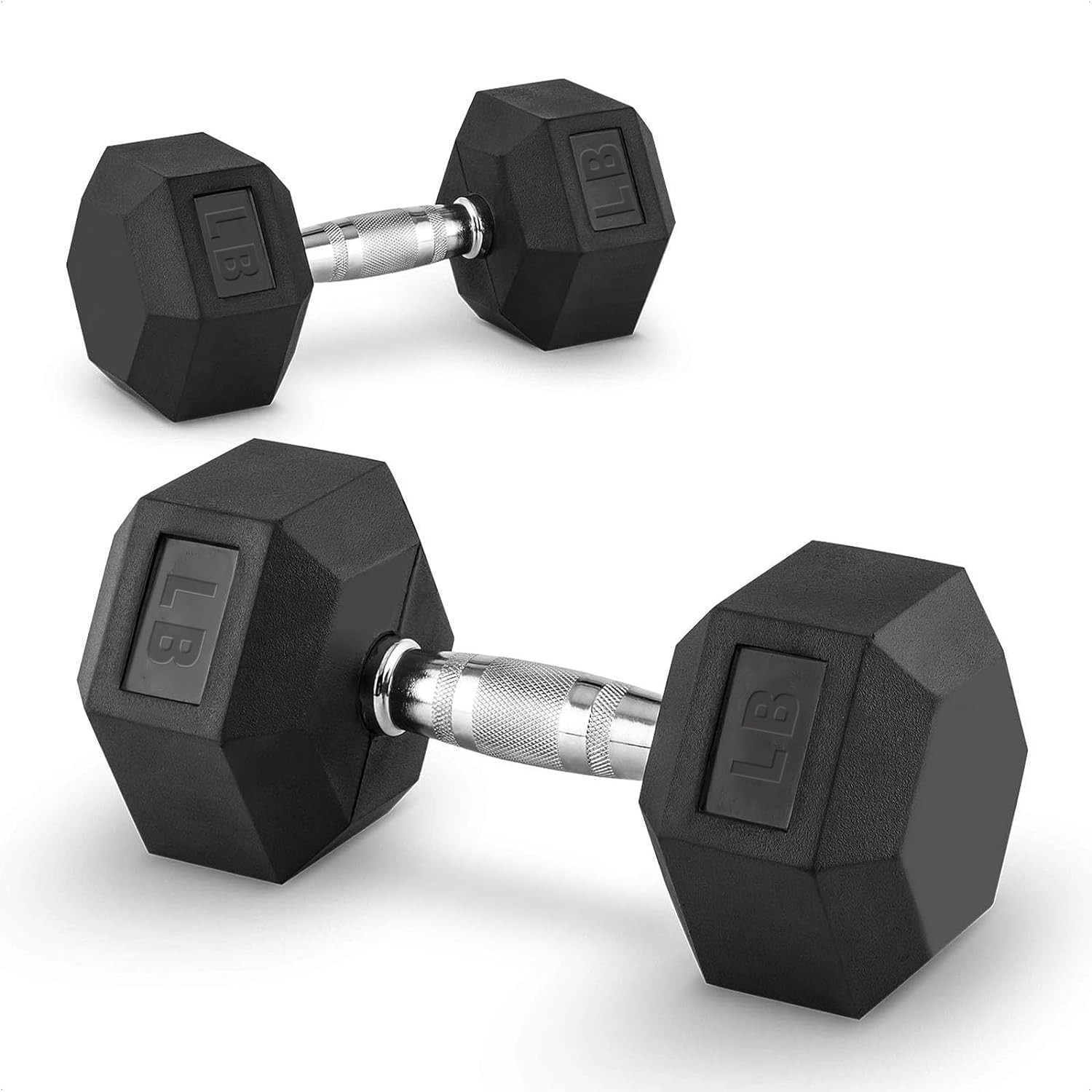 Juego de 2 Mancuernas Hexagonales con Mango de Metal Ejercicio de Goma Entrenamiento Muscular Pesado Dum