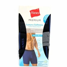 Hanes® Premium® Men's Luxury Softness Cotton Modal Blend Boxer Briefs 3-Pack NEW
