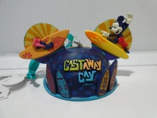 DISNEY MICKEY MOUSE EAR HAT SURFBOARD CASTAWAY CAY CRUISE 2" X 4" ORNAMENT