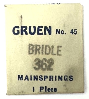Gruen #45 EB775 CAL362 Bridle Main Spring FACTORY Watch REPAIR Part  
