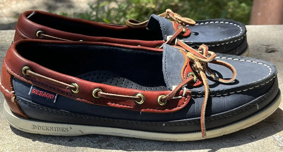 Sebago Docksides Size 8M Women's Blue Leather Boat Shoes Flats Made USA - Image 4 of 4