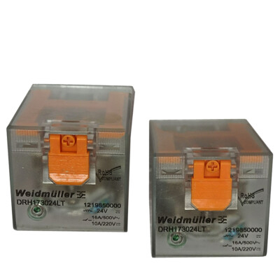 2Pcs WEIDMLLER DRH173024LT 1219850000 24VDC Power Relay 16A 500V 4Pins