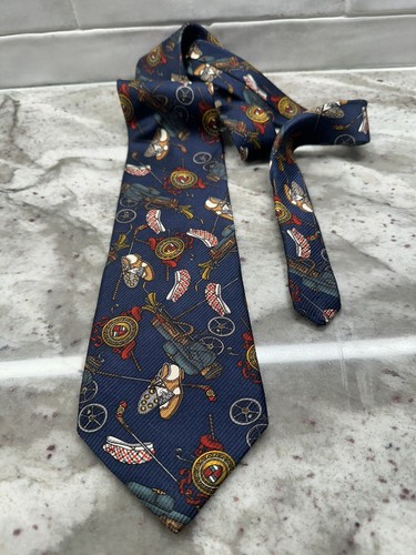 Vintage Golf Theme Darien sport Shop 100% Silk Handmade Tie Necktie
