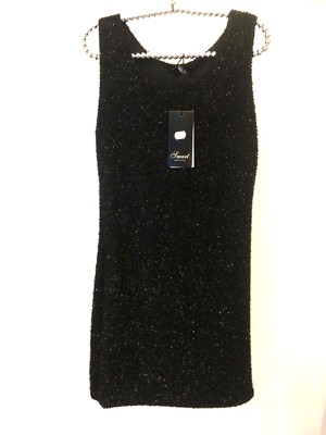 Sehr Schöne Warme Schwarze Paillettierte Strickkleid SMART Talle Unique 2-fach