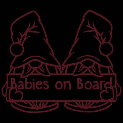 6.9" BABIES ON BOARD GONKS v2 Vinyl Decal Sticker Window Twins Boy Boys Gnome - Picture 19 of 31