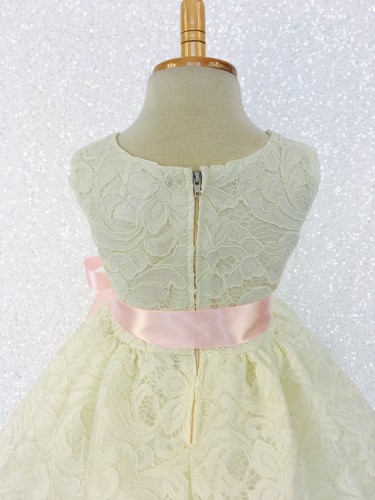 Ivory French Lace Off White Ribbon Flower Girl Dress Birthday Wedding Pageant - Picture 26 of 136