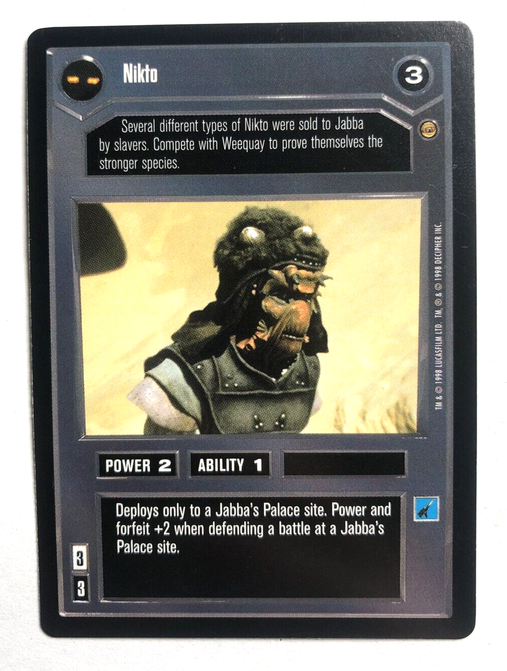 Star Wars CCG Nikto Jabbas Palace DARK SIDE Decipher SWCCG NEAR MINT NM