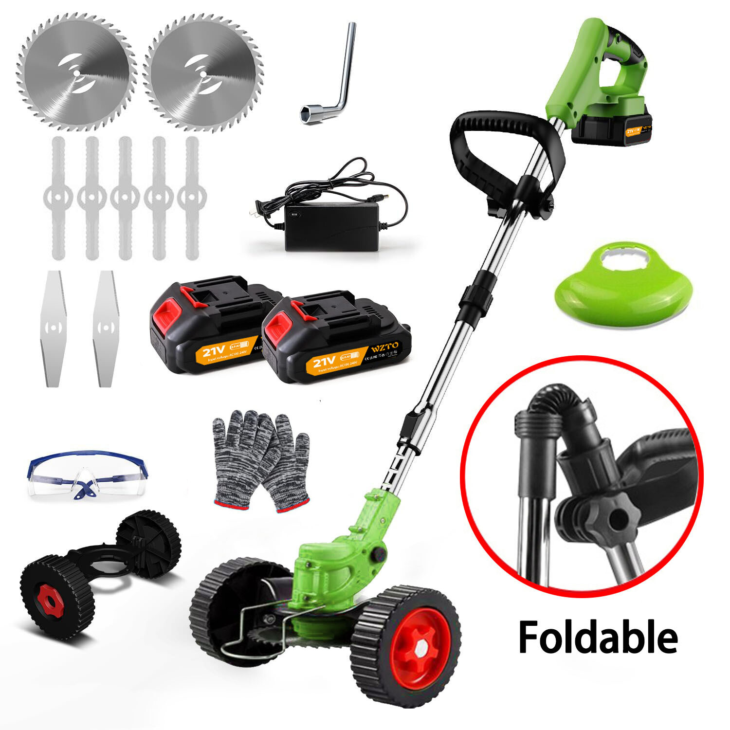 900W Cordless Weed Eater Electric Brush Cutter Lawn Edger Grass String Trimmer