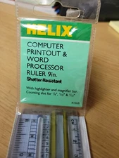 6each HELIX 9" Computer Printout Ruler w Highlighter & Magnification New!
