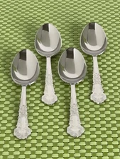 Reed & Barton RENAISSANCE Stainless 4 Oval Soup Spoons 18/10 Glossy Flatware