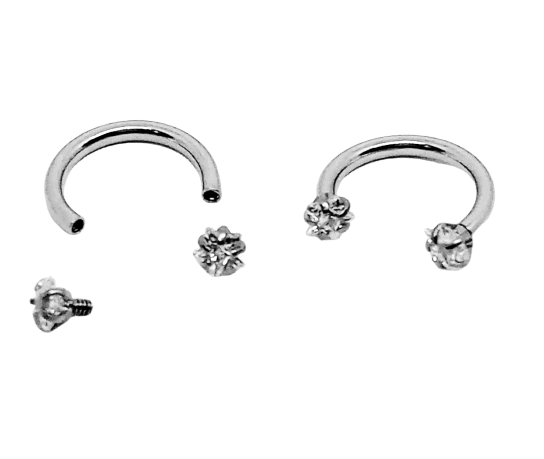 Piercing orecchino in acciaio cerchietto ferro di cavallo stellina brillantino - Immagine 4 di 4