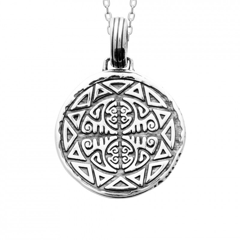Pendentif tribal en argent massif 925 pour homme et femme style ethnique