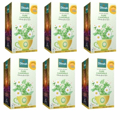 Dilmah Pure Camomile Flowers 20 Tea Bags x 6 Packs - Caffeine Free