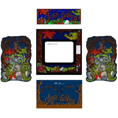 Ghosts N  Goblins Arcade Side Art Full Set 5pc Artwork Textured CPO Complete Kit