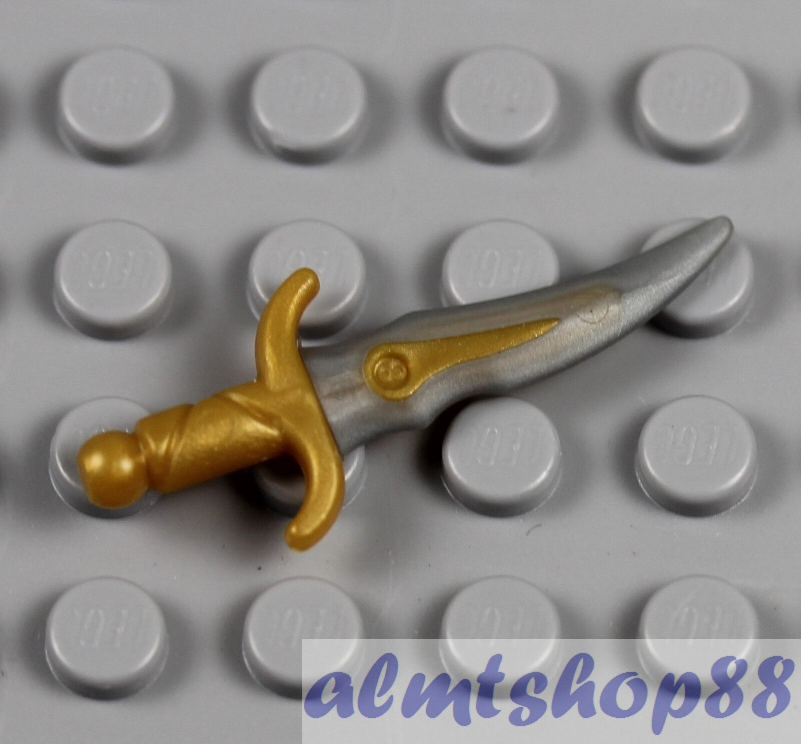 LEGO - Dagger w/ Pearl Light Gray Blade Gold Sword Knife Weapon Persia  Castle
