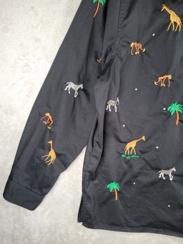 The Quacker Factory Jacket Womens L Black Embroidered Jungle Zoo Animals Zip Up - Picture 10 of 15