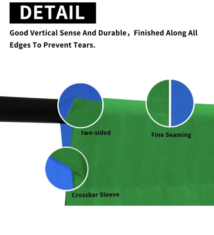 Fondo de telón de fondo de muselina 6 pies x 9 pies para fotografía o TV azul verde Foto 2 de 4