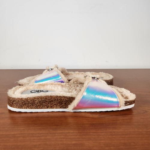 GBG Los Angeles Softee Sandals 7 M Faux Fur Slip On One Strap Buckle - Picture 8 of 12