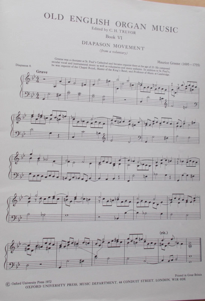 Trevor Old English Organ Music Manuals Bk 6 Unmarked