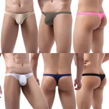 2Pack Men Sexy Low-rise Thongs T-back Underwear G-string Pouch Shorts Soft Male