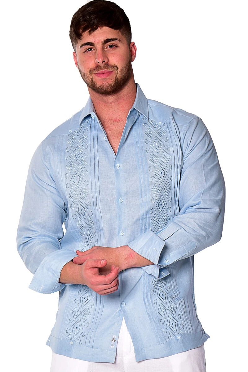 Bohio Men Linen Fancy Guayabera Style Shirt for Men Lt.Blue Embroidered MLFG2034
Opens in a new wind