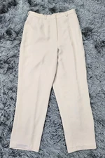 Caslon Pants Women's 8 Beige Formal Pleated Tapered Leg Slash Pockets Zip-Fly