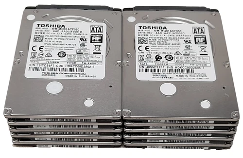 Job Lot 10 x Toshiba MQ01ACF050 Slim 7mm 500GB 7200RPM Sata 2.5" Hard Drives