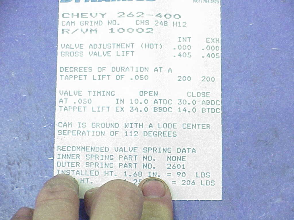 NEW Cam Dynamics Energizer Hydraulic Camshaft for SB Chevy .405" Lift CHS248H12 eBay