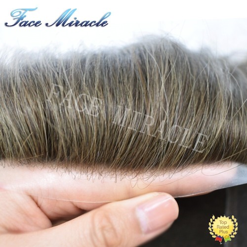 Fine Mono Toupee for Men Hairpieces Human Hair Systems Thin Skin Around Mens Wig - Picture 2 of 23