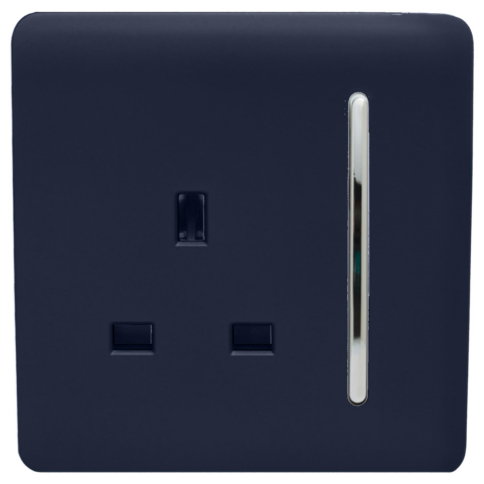 Trendi 1 Gang Artistic Modern Glossy 13 Amp Switched Tactile Plug Socket Navy - Image 2