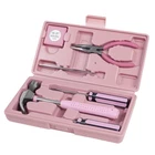 7 Piece Pink Tool Kit Hammer Pliers Screwdrivers Home Apartment Utility Set