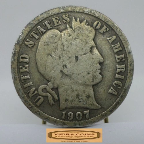 1907-O Barber Silver Dime, 90% Silver - #C55715NQ