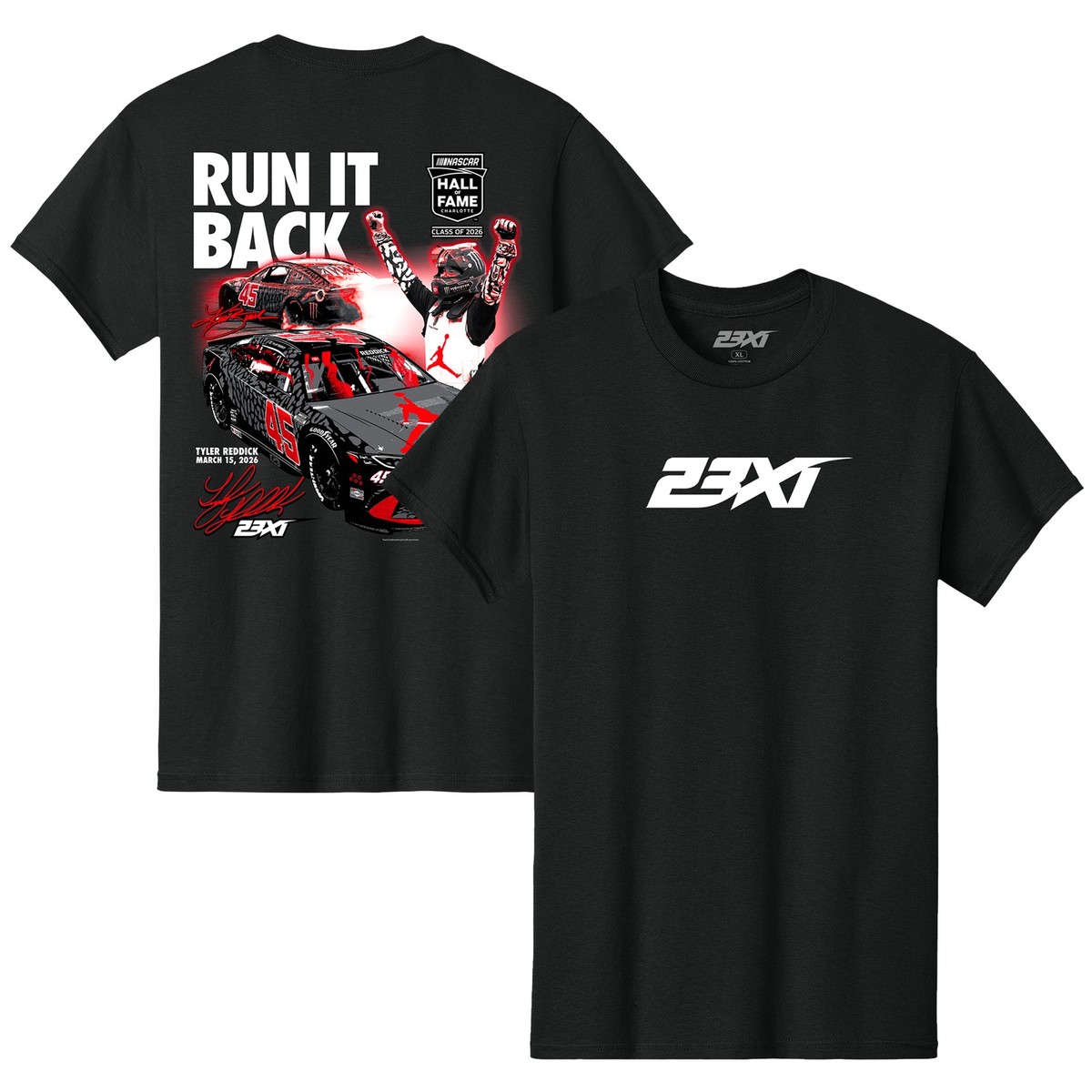 Men's 23XI Racing Black Tyler Reddick & Kurt Busch Run It Back T