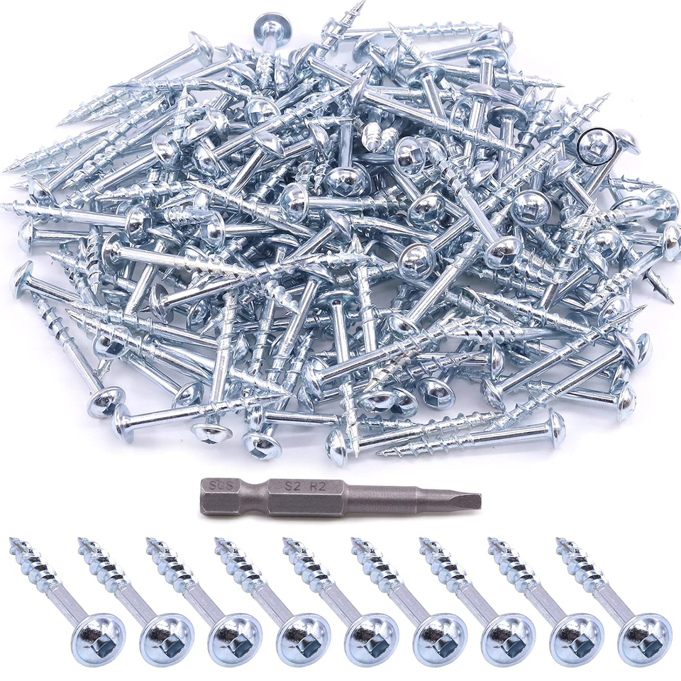 160Pcs Pocket Hole Screw Set 8 Size Square Drive Self Tapping Coarse ...