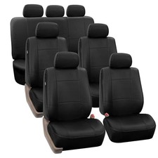 Car Seat Covers PU Leather 3 Row Car Seat Covers 7 Seater, for Car, Truck, SUV,