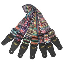 Braid Embroidered Woven Guitar Strap 2'' Leather End for Bass/Acoustic/Electric