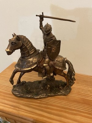 Veronese Design Mittelalter Ritter auf Pferd Figur Kaltguss Bronze Statue 20 cm