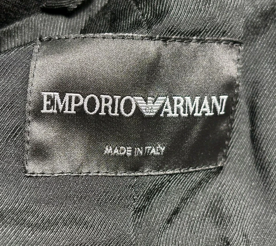 Emporio Armani Blazer Mens 44 Black Gray Wool Blend Velvet Tuxedo Jacket Italy - image 3 of 4