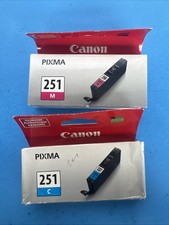 2 Pk Canon 251C Cyan  251M Magenta Pixma Ink Cartridges Factory OEM New