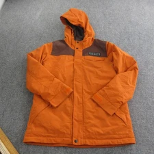 Burton Jacket Boys Large Orange Brown Dugout Hooded Insulated Snowboard Ski