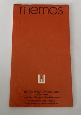 Estate Find. Vintage Memo Pad Weston's Papers Dalton MA  Byron Weston Company