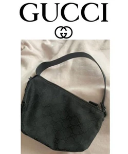 Sac bandoulière toile GUCCI GG cuir noir #QY8V3F