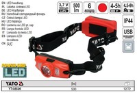 Yato Led-Kopflampe Stirnlampe Cree Xte 500Lm 3,7V 1000Mah YT-08596