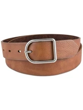 SUN STONE Mens Beige Adjustable Logo Faux Leather Casual Belt L